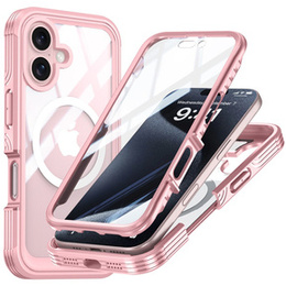 Puzdro pre iPhone 16 Plus, Shockproof, so sklom, pre MagSafe, ružové