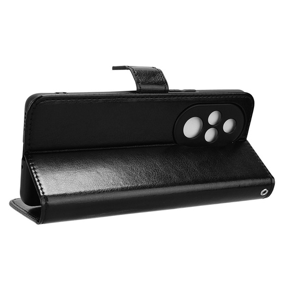 Klapkové puzdro pre Honor 200 Pro 5G, Crazy Horse Wallet, čierne