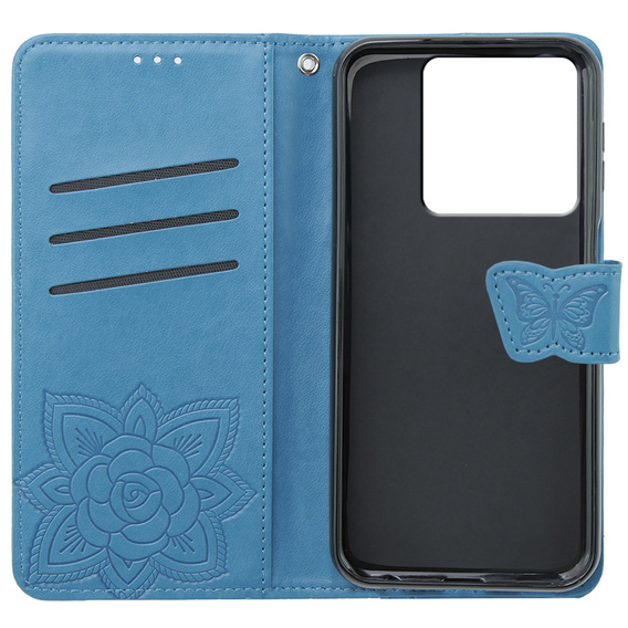 Klapkové puzdro pre Xiaomi Poco X6 5G, Butterfly, modré