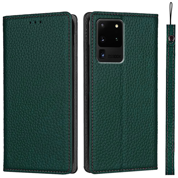Kožené puzdro pre Samsung Galaxy S20 Ultra, ERBORD Grain Leather, zelený