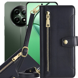 Klapkové puzdro pre Realme 12, Wallet Zipper Pocket, čierne