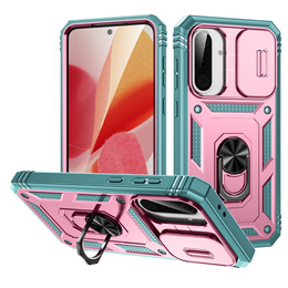 Puzdro pre Samsung Galaxy A56 5G, KickStand Camera Lens, ružová / zelená
