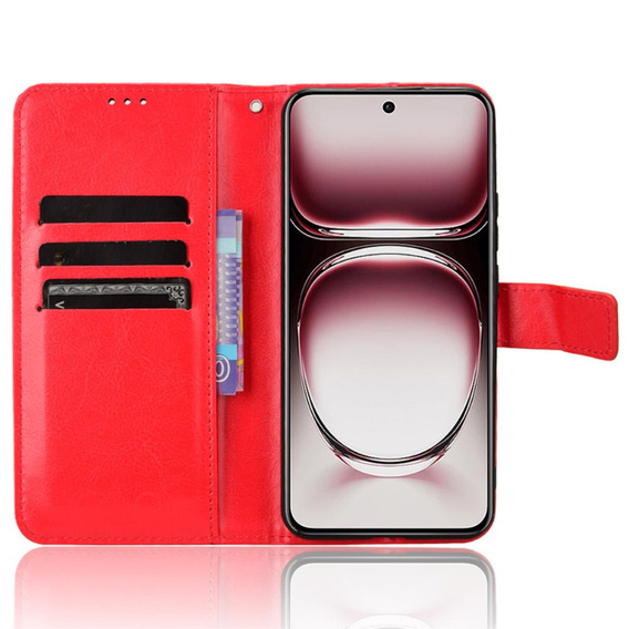 Klapkové puzdro pre Oppo Reno 12, Crazy Horse Wallet, červené