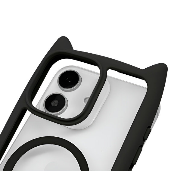 Puzdro pre iPhone 11, pre MagSafe, Cute Cat, čierne + sklo na displej