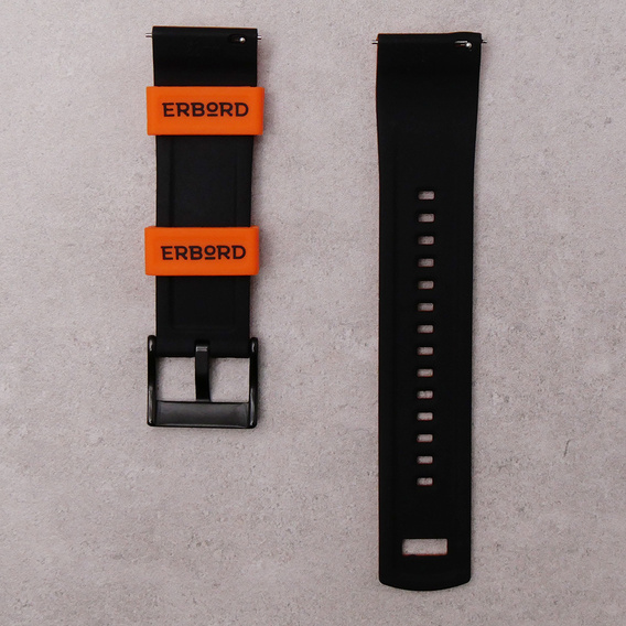 ERBORD Univerzálny silikónový remienok 22mm, Dual Color, oranžový / čierny / čierna pracka