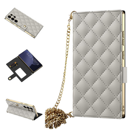 Flipové puzdro pre Samsung Galaxy S25 Ultra, GKK Mirror Wallet, titánovo šedá