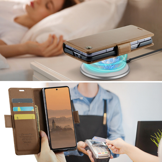 CASEME Litchi Wallet flipové puzdro pre Samsung Galaxy Z Fold7 5G