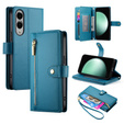 Klapkové puzdro pre Samsung Galaxy S25 Edge, Wallet Zipper Pocket, modré
