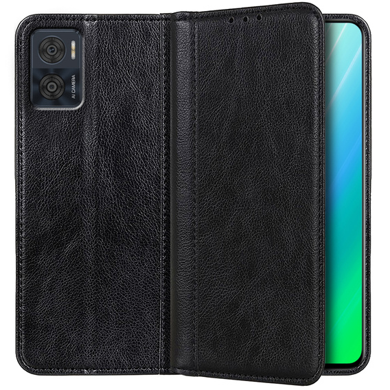 Flipové puzdro pre Motorola Moto E22 / E22i 4G, Split Leather, čierne