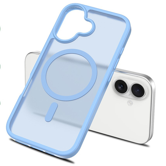 Matné puzdro pre iPhone 17, pre MagSafe, priesvitné modré