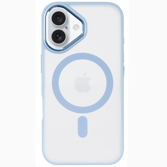 Puzdro pre iPhone 16, pre MagSafe, ERBORD Matt Case, transparentné / modré + sklo na displej