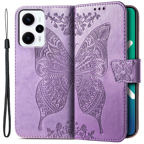 Klapkové puzdro pre Xiaomi Poco F5, Butterfly, fialové
