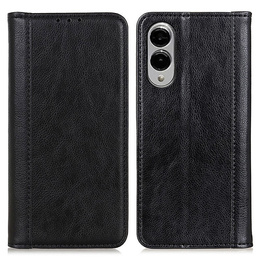 Flipové puzdro pre Samsung Galaxy S25 Edge, Split Leather, čierne