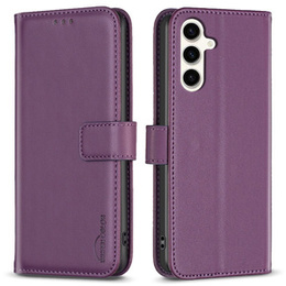 Klapkové puzdro pre Samsung Galaxy S23 FE, BINFEN Wallet, tmavo fialové + 9H sklo