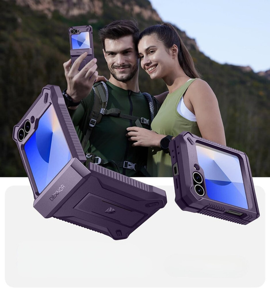Pancierované puzdro pre Samsung Galaxy Z Flip7 FE / Z Flip6, Dexnor Clip Holder, fialové