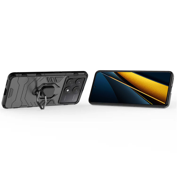Obal na mobil pre Xiaomi Poco X6 Pro 5G, Kickstand Ring, čierne