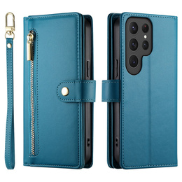 Klapkové puzdro pre Samsung Galaxy S25 Ultra, Wallet Zipper Pocket, modré