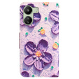 Klapkové puzdro pre Xiaomi Redmi 13C / Poco C65, Wallet, Painted Flowers, fialový