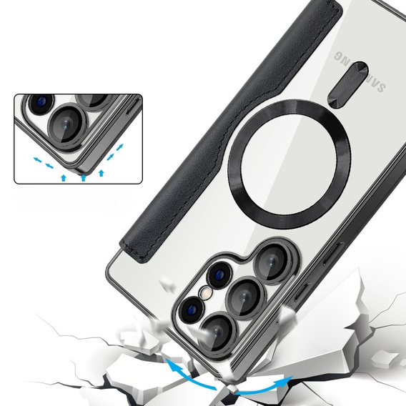 Klapkové puzdro pre Samsung Galaxy S25 Ultra, RFID Wallet MagSafe CamShield, čierne