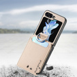 Puzdro pre Samsung Galaxy Z Flip7 FE / Z Flip6, Card Slot Ring Case, béžové
