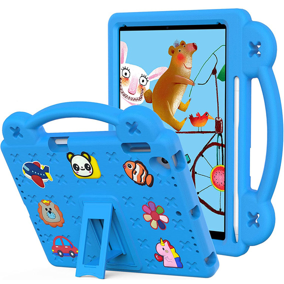 Detské puzdro pre iPad 9.7" 2018/2017 (6/5 gen.) / Pro 9.7" 2016, Cute Patterns, so stojanom, modré