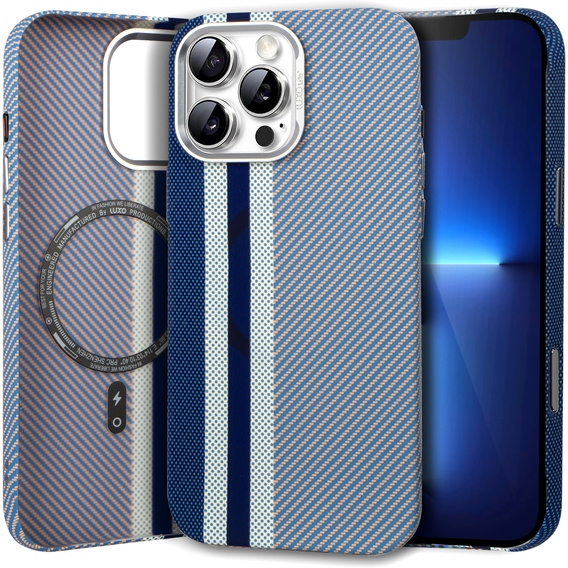 Puzdro pre iPhone 13 Pro Max, Carbon Fiber MagSafe, modré