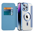 Klapkové puzdro pre iPhone 14 Pro Max, RFID Wallet MagSafe CamShield, modré