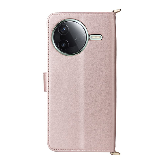 Puzdro s chlopňou pre Xiaomi Poco F7 Pro / F7 Ultra, Crossbody Leather Wallet, ružové