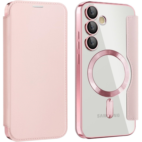 Klapkové puzdro pre Samsung Galaxy S25 FE, RFID Wallet MagSafe CamShield, ružové