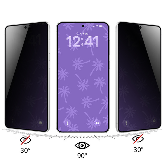 Tmavé sklo na ochranu súkromia Shy Palm pre Samsung Galaxy S25 Edge