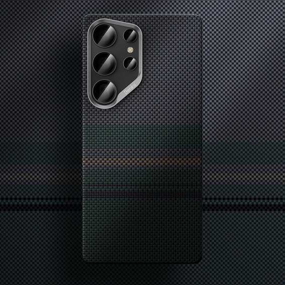 Puzdro BENKS Kevlar pre Samsung Galaxy S25 Ultra, pre MagSafe, Carbon Fiber, čierne