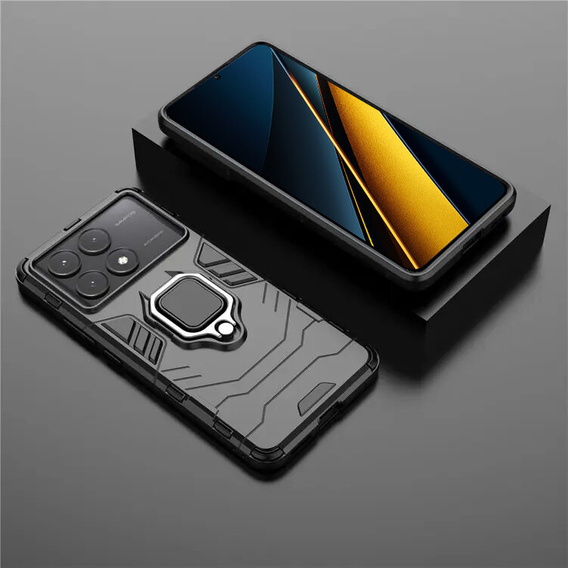 Obal na mobil pre Xiaomi Poco X6 Pro 5G, Kickstand Ring, čierne