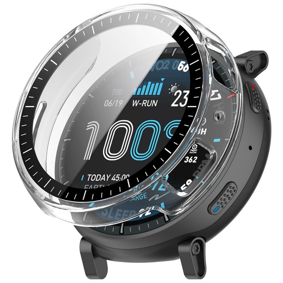 2 v 1 puzdro + tvrdené sklo pre Amazfit Active Max, priehľadné