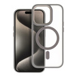 Puzdro pre iPhone 16 Pro, pre MagSafe, ERBORD Matt Case, transparentný / titánový + sklo na displej