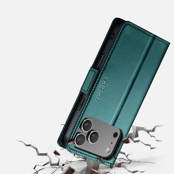 ERBORD Glossy Litchi - peňaženkové puzdro s chlopňou pre iPhone 17 Pro Max