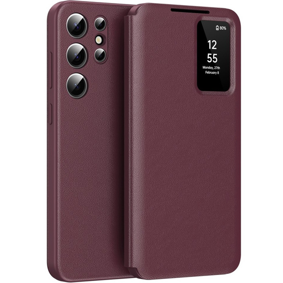Flipové puzdro pre Samsung Galaxy S25+ Plus, Smart View Wallet, bordové