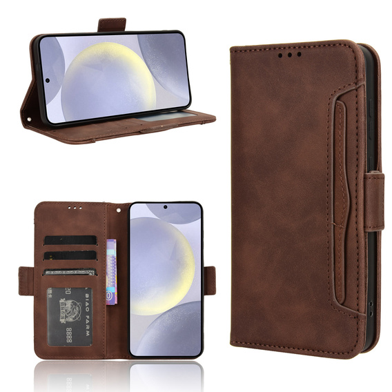 Klapkové puzdro pre Samsung Galaxy S25 FE, Card Slot, hnedé