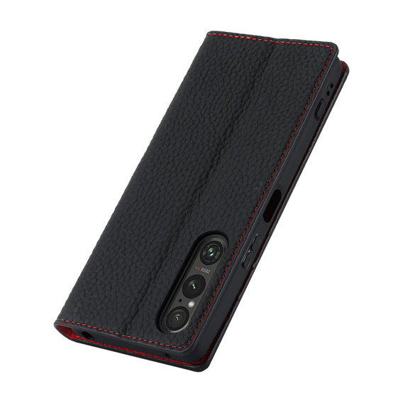 Klapkové puzdro pre Sony Xperia 1 V, Litchi Skin Grain, čierne