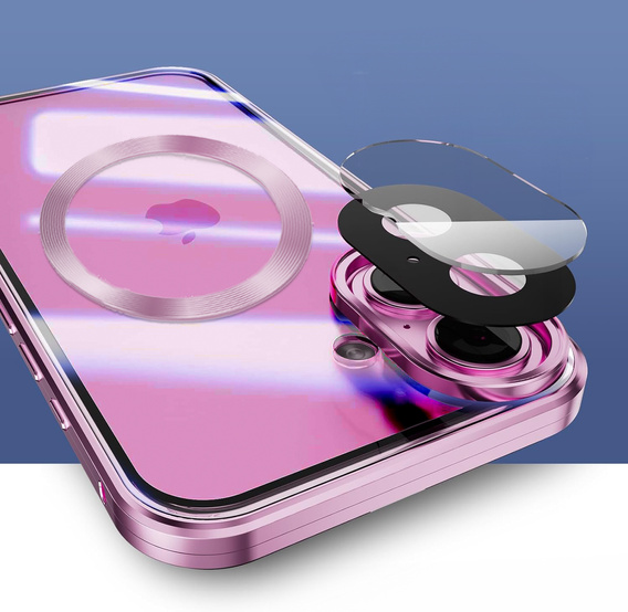 Magnetické puzdro Dual Glass MagSafe pre iPhone 16, ružové rose gold