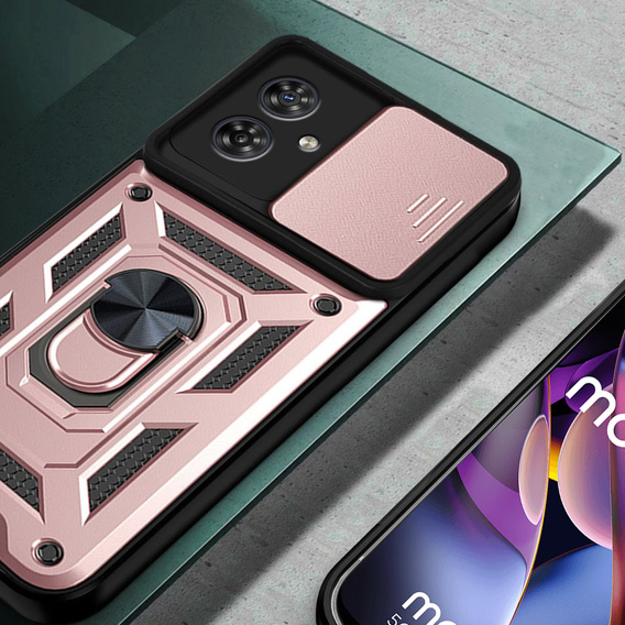 Obal na mobil pre Motorola Moto G54 5G, CamShield Slide, ružové rose gold
