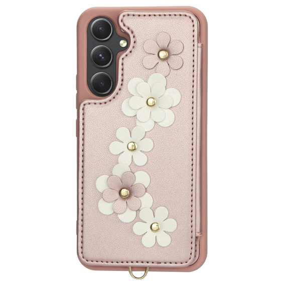 Puzdro pre Samsung Galaxy A55 5G, Leather Flower Card Slot, ružové