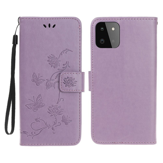 Klapkové puzdro pre Samsung Galaxy A22 5G, Butterfly, fialové