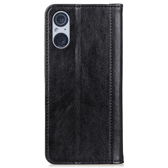 Obal na mobil pre Sony Xperia 5 V, Wallet Litchi Leather, čierne