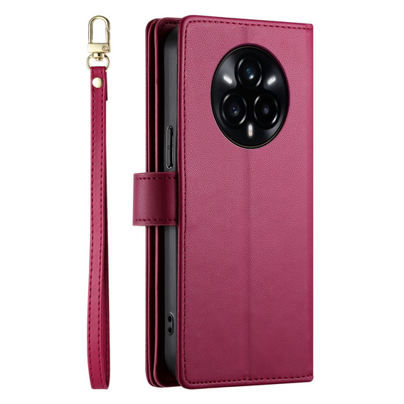 Klapkové puzdro pre Realme 14 Pro+ 5G, Wallet Zipper Pocket, červené