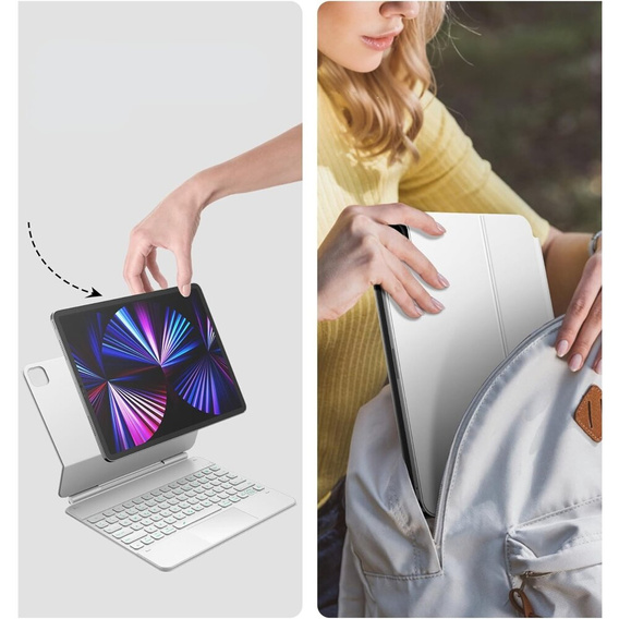 Puzdro s klávesnicou Dracool pre iPad Air 13" 2024 (6 gen.) / Pro 12.9" 2022/2021/2020 (6/5/4 gen.), biele