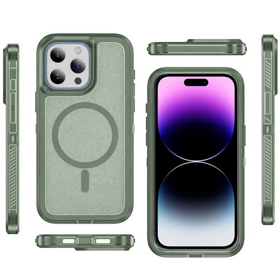 Puzdro s rámom pre iPhone 14 Pro, pre MagSafe, zelený