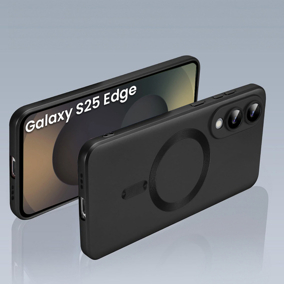 Puzdro pre Samsung Galaxy S25 Edge, ColorMag, pre MagSafe, čierne + tvrdené sklo 9H
