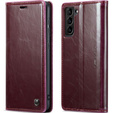 CASEME flipové puzdro pre Samsung Galaxy S21, Waxy Textured, červené