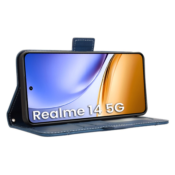 Klapkové puzdro pre Realme 14 5G / Realme 14T 5G, Card Slot, tmavomodré