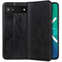 Obal na mobil pre Google Pixel 7a, Wallet Litchi Leather, čierne